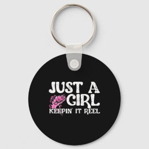 Funny Just A Girl Keepin' It Reel Fishing Keychain