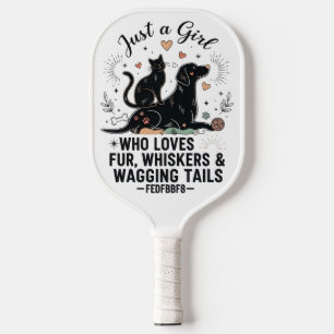 funny Just a Girl who Loves Cats and Dogs mom Pickleball Paddle