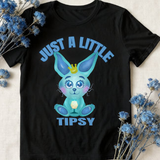 Funny Just a Little Tipsy Bunny  Tri-Blend Shirt