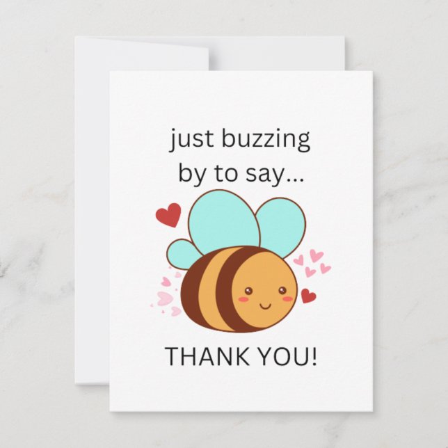 Funny Just Buzzing By To Say Thank You, Cute Bee  RSVP Card (Front)