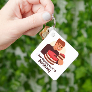 funny just enjoying my 70th birthday sayings keychain