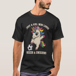 Funny Just Girl Who Loves Soccer Unicorn Mom Kids T-Shirt