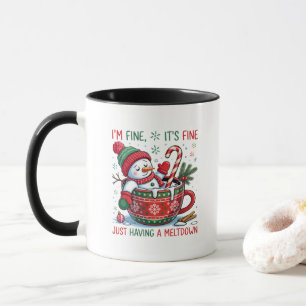 Funny Just Having a Meltdown Snowman Christmas Mug