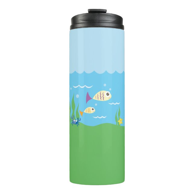 Funny Just Keep Swimming Underwater Ocean Fish Thermal Tumbler (Front)