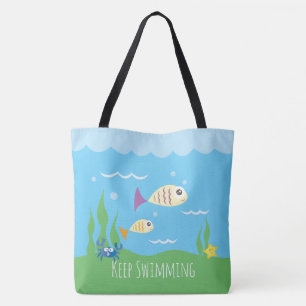 Funny Just Keep Swimming Underwater Ocean Fish Tote Bag