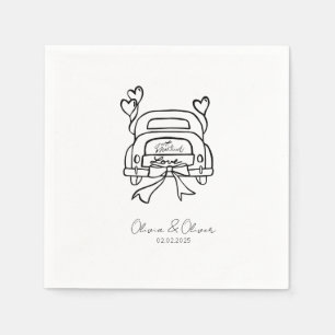 Funny just married car custom wedding napkin