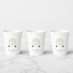 Funny just married car custom wedding paper cups