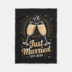 Funny Just Married Newlywed Honeymoon Couple 2026  Fleece Blanket