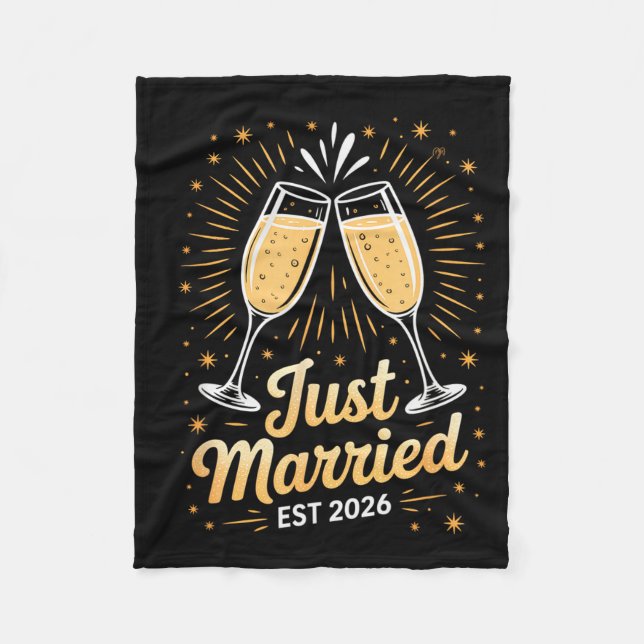 Funny Just Married Newlywed Honeymoon Couple 2026  Fleece Blanket (Front)