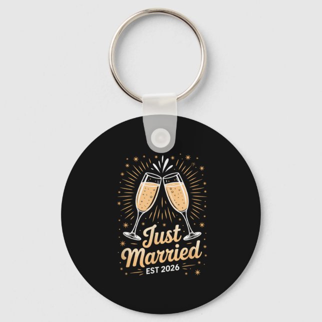 Funny Just Married Newlywed Honeymoon Couple 2026  Keychain (Front)