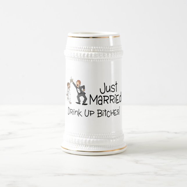 Funny Just Married Wedding Toast Beer Stein (Center)