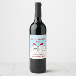 Funny Just Roll With It   Happy Holidays Wine Label