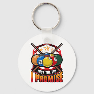Funny Just The Tip I Promise Pool Cue Billiards Pu Keychain
