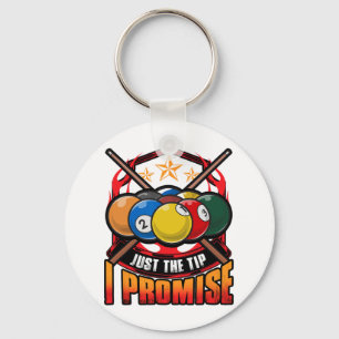 Funny Just The Tip I Promise Pool Cue Billiards Pu Keychain