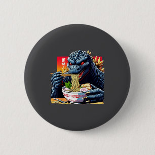 Funny Kaiju Eating Ramen Japanese Monster Lover Bi 2 Inch Round Button