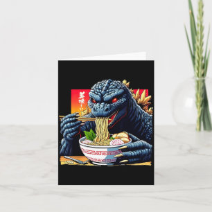 Funny Kaiju Eating Ramen Japanese Monster Lover Bi Card