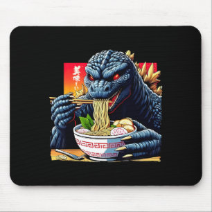 Funny Kaiju Eating Ramen Japanese Monster Lover Bi Mouse Pad