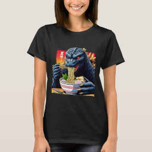 Funny Kaiju Eating Ramen Japanese Monster Lover Bi T-Shirt