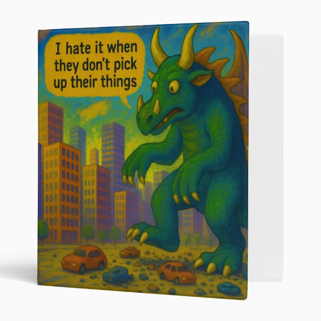 Funny Kaiju monster art stepping on things Fantasy Binder (Front/Inside)