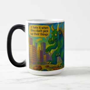 Funny Kaiju monster art stepping on things Fantasy Magic Mug