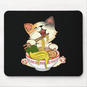 Funny Kamala Anime Cat Eating Ramen Trump Noodles  Mouse Pad