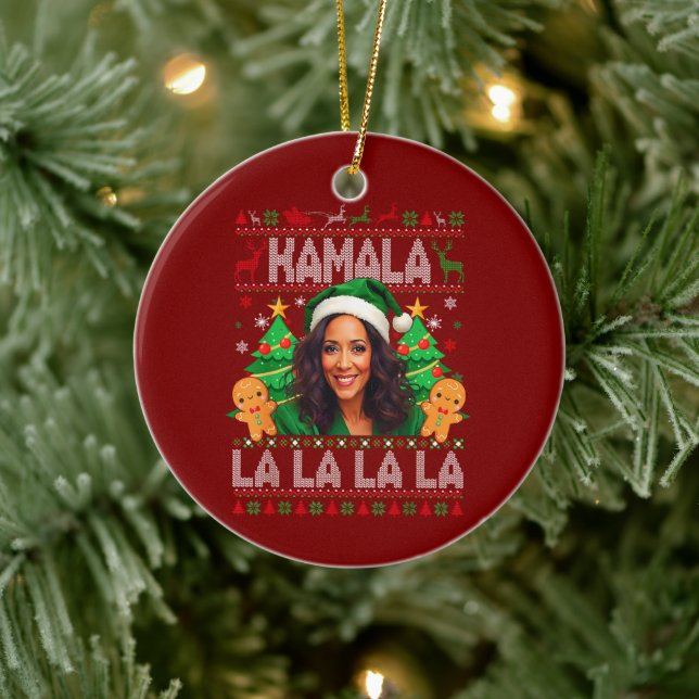 Funny Kamala Harris 2024 Christmas Ceramic Ornament (Tree)