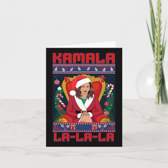 Funny Kamala Harris 2024 Christmas Comma La Men Wo Card (Front)