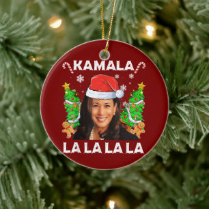 Funny Kamala Harris 2024 Christmas Ugly Gift Xmas Ceramic Ornament