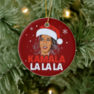 Funny Kamala Harris 2024 Comma La Christmas Ceramic Ornament