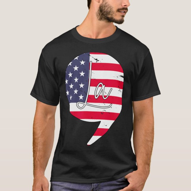 Funny Kamala Harris 2024 President Comma La Americ T-Shirt (Front)