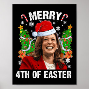 Funny Kamala Harris Christmas Santa Hat Merry 4th  Poster