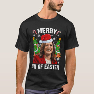 Funny Kamala Harris Christmas Santa Hat Merry 4th T-Shirt