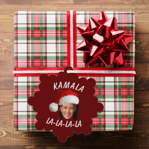 Funny Kamala Harris Face Santa Hat Christmas  Ornament Card