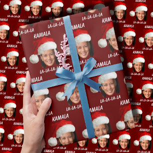 Funny Kamala Harris Face Santa Hat Christmas  Wrapping Paper