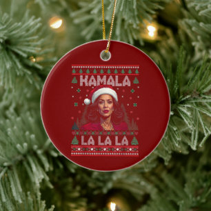 Funny Kamala Santa Claus Christmas Ugly Gift Ceramic Ornament