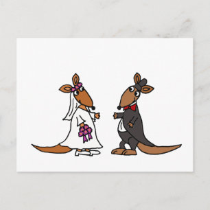 Funny Kangaroo Bride and Groom Wedding Design Postcard