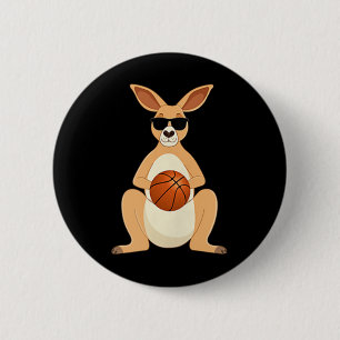 Funny Kangaroo Wearing Sungles Playing Basketball 2 Inch Round Button