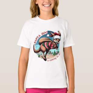 Funny kangaroo wishing you Merry Xmas Cute Santa T-Shirt