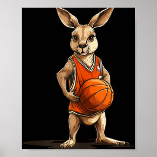 Funny Kangaroo With Basketball Costume For Man And Poster