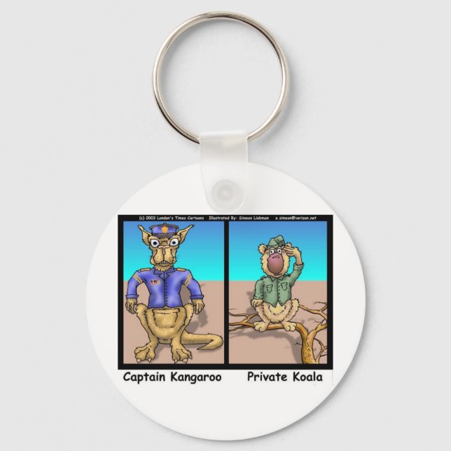 Funny Kangaroos & Koala Funny Cartoon Gifts Tees Keychain (Front)