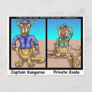 Funny Kangaroos & Koala Funny Cartoon Gifts Tees Postcard