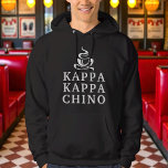 Funny Kappa Kappa Chino Greek Lifestyle Black Hoodie<br><div class="desc">With campus spirit and a coffee life vibe, this funny “Kappa Kappa Chino” Greek Lifestyle Hoodie features a playful steaming coffee cup graphic and bold white collegiate lettering on a black hoodie. The design is perfect for coffee lovers in fraternities, or anyone who loves coffee or Greek life puns. Made...</div>