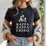 Funny Kappa Kappa Chino Greek Lifestyle T-Shirt<br><div class="desc">Kick back with caffeine and campus spirit in our “Kappa Kappa Chino” Greek Lifestyle T-shirt! Featuring a playful steaming coffee cup graphic and bold collegiate lettering, this tee is perfect for coffee lovers in sororities, fraternities, or anyone who loves coffee or Greek life puns. Made for everyday comfort and great...</div>