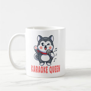 Funny Karaoke Music Dog Lover Siberian Husky   Coffee Mug