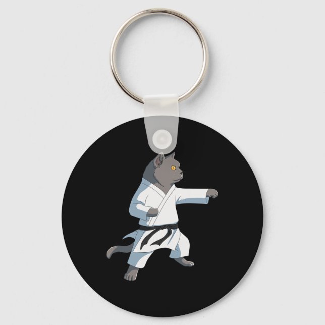 Funny Karate British Shorthair Cat  Keychain (Front)