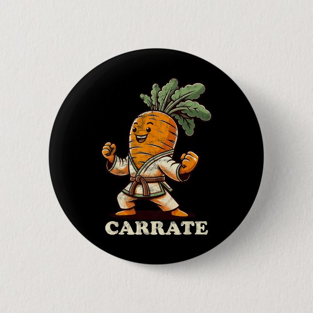 Funny Karate Carrot Carrate Karate Trainer Karate  2 Inch Round Button (Front)