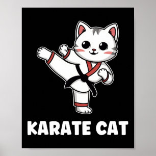 Funny Karate Cat Kawaii Girl Women Karate  Poster