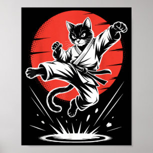 Funny Karate Cat Martial Arts Black Belt Fighter Poster