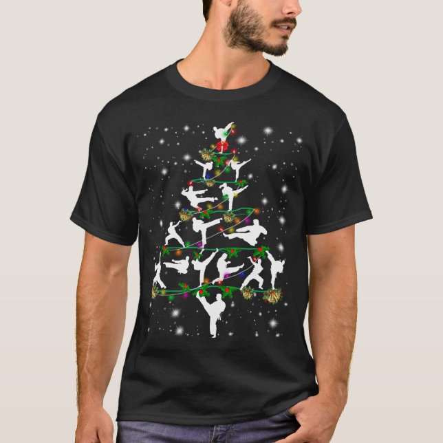 Funny Karate Christmas Tree Group Christmas Party T-Shirt (Front)