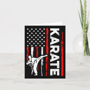 Funny Karate Design 4th Of July Usa American Flag  Card